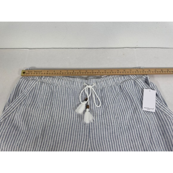 Westbound Woman The Island Crop Blue White Striped Pants Linen  2X Boho Nautical - Picture 6 of 10